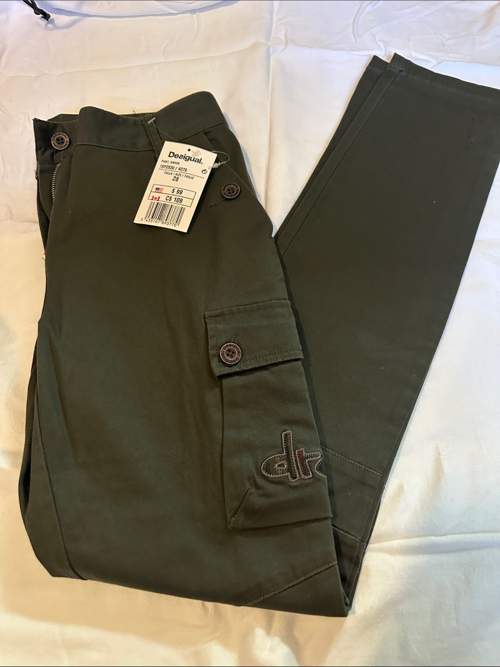 Desigual Women’s Dark Olive Green Cargo Jeans